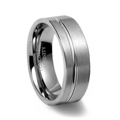 Brushed Tungsten Band with Offset Channel