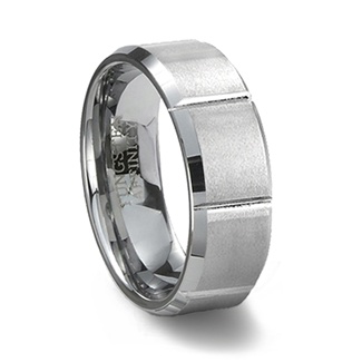 Slotted Brushed Tungsten Ring