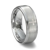 Brushed Finish Tungsten Carbide Cross Wedding Ring