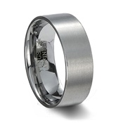Mens Brushed Tungsten Carbide Pipe Cut Wedding Band