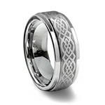 Brushed Finish Tungsten Carbide Laser Designed Celtic Ring