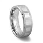 Brushed Finish Tungsten Carbide Square Pattern Ring