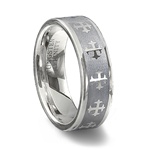 Tungsten Carbide Laser Designed Brushed Cross Ring