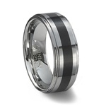 Polished Tungsten Carbide Wedding Ring & Black Resin Inlay
