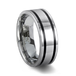 Polished Tungsten Carbide Ring & 2 Black Resin Inlays