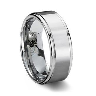 Polished Finish Tungsten Carbide Wedding Band & Step Edge