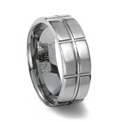 Polished Tungsten Ring & Intersecting Grooves