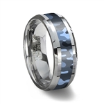 Blue Camouflage Tungsten Wedding Ring