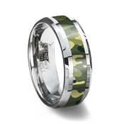Green Camouflage Inlay Tungsten Wedding Ring