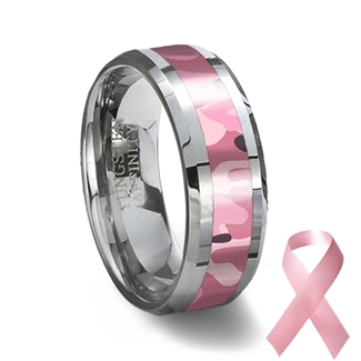 Pink Camouflage Tungsten Wedding Ring
