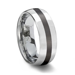 Polished Tungsten Carbide Wedding Ring & Black Ceramic Inlay