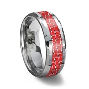 Red Carbon Fiber Tungsten Wedding Ring