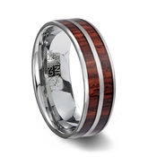 Double Wood Inlay Tungsten Wedding Ring