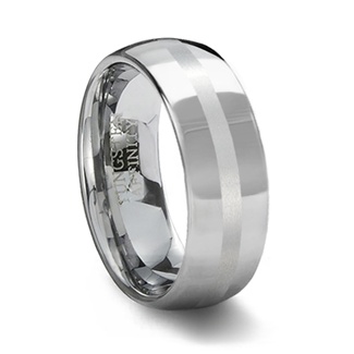 Polished Tungsten Wedding Ring Satin Center