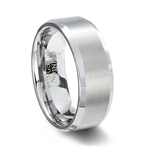 Brushed White Tungsten Carbide Wedding Ring with Beveled Edge