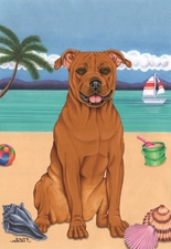 American Pit Bull Terrier on the Beach Flag SaltyPaws.com