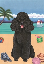 Poodle Black on the Beach Flag SaltyPaws.com