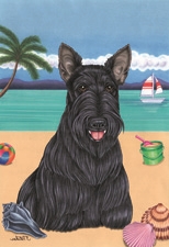 Scottish Terrier on the Beach Flag SaltyPaws.com