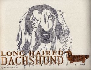 Dachshund Long Hair Classic Embroidered Tee Shirt or Sweatshirt, Clothing for Dog and Cat Lovers at www.saltypaws.com