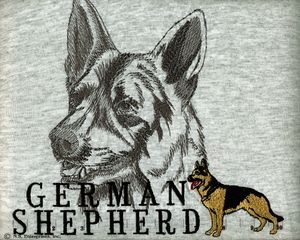 German Shepherd Classic Embroidered Tee Shirt or Sweatshirt, Clothing for Dog and Cat Lovers at www.saltypaws.com
