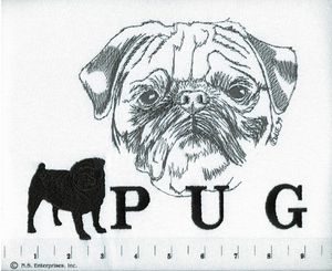 Pug Black Classic Embroidered Tee Shirt or Sweatshirt, Clothing for Dog and Cat Lovers at www.saltypaws.com