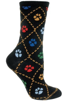Dog Paws on Black Novelty Socks SaltyPaws.com