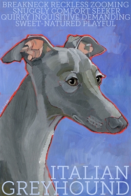 Italian Greyhound Gray Artistic Fridge Magnet SaltyPaws.com