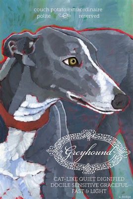 Greyhound Gray and White Artistic Fridge Magnet SaltyPaws.com