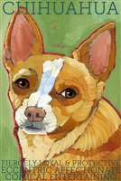 Tan and White Chihuahua Artistic Fridge Magnet SaltyPaws.com