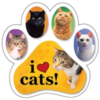 I Love Cats Paw Magnet for Car or Fridge