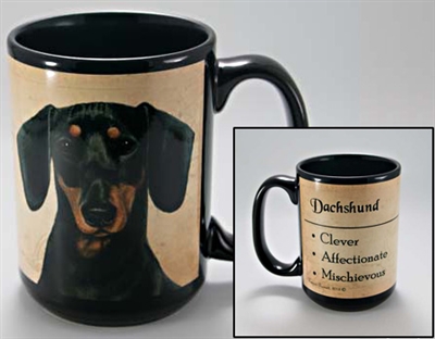 Dachshund Black Coastal Coffee Mug Cup www.SaltyPaws.com