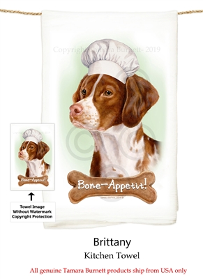 Brittany Spaniel Flour Sack Kitchen Towel