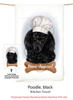 Poodle Black Flour Sack Kitchen Towel
