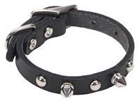 Black Leather Spiked Collar For Dogs available at SaltyPaws.com