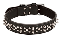 Black Leather Spiked Collar For Dogs available at SaltyPaws.com