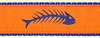 Fishbone Orange Ribbon Dog Collar SaltyPaws.com