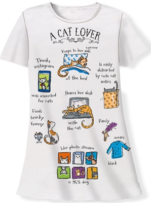 "A Cat Lover" Sleep Shirt at www.saltypaws.com