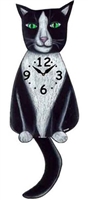 Tuxedo Cat Wagging Tail Clock www.SaltyPaws.com