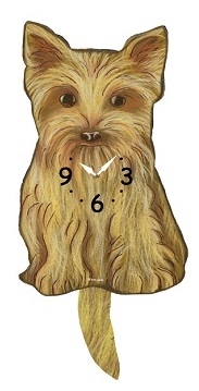Yorkie Wagging Tail Clock www.SaltyPaws.com