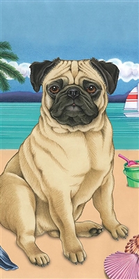 Pug Fawn Dog Beach Towel www.SaltyPaws.com