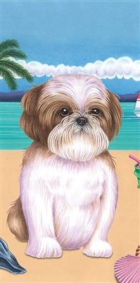 Shih Tzu Brown White Dog Beach Towel www.SaltyPaws.com