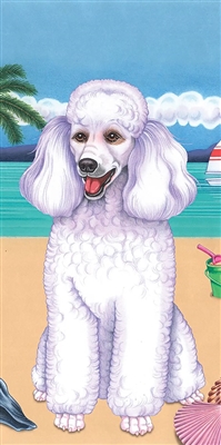 White Poodle Dog Beach Towel www.SaltyPaws.com