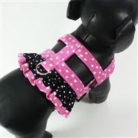 Harness Pink Black Dot Dress Easy On SaltyPaws.com