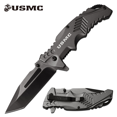 USMC SPRING ASSISTED KNIFE (GRAY)