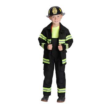 Black Firefighter Jacket & Bib Overalls with Suspe, AEAFB46