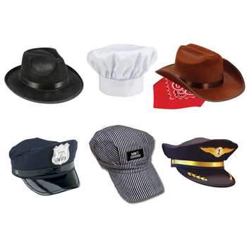 6 Pc Hat Fedora Police Chef Cowboy Train Engineer , AEAHBNB14