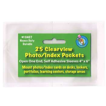 Clear View Self-Adhesive 25/Pk Pockets Photo/Index Card (4" X 6") By Ashley Productions