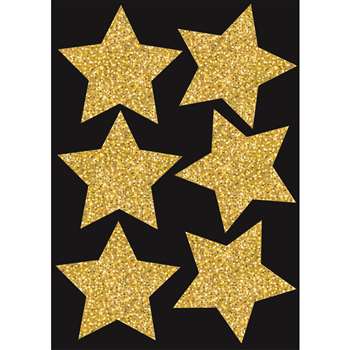 Die Cut Magnets 4&quot; Gold Sparkle Stars, ASH30450