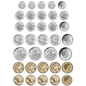Foam Australian Coins 34 Pcs Manipulatives, ASH40029