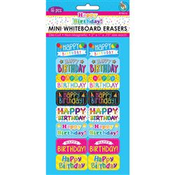 H Birthday Mini Wboard Eraser 16/Pk, ASH78016